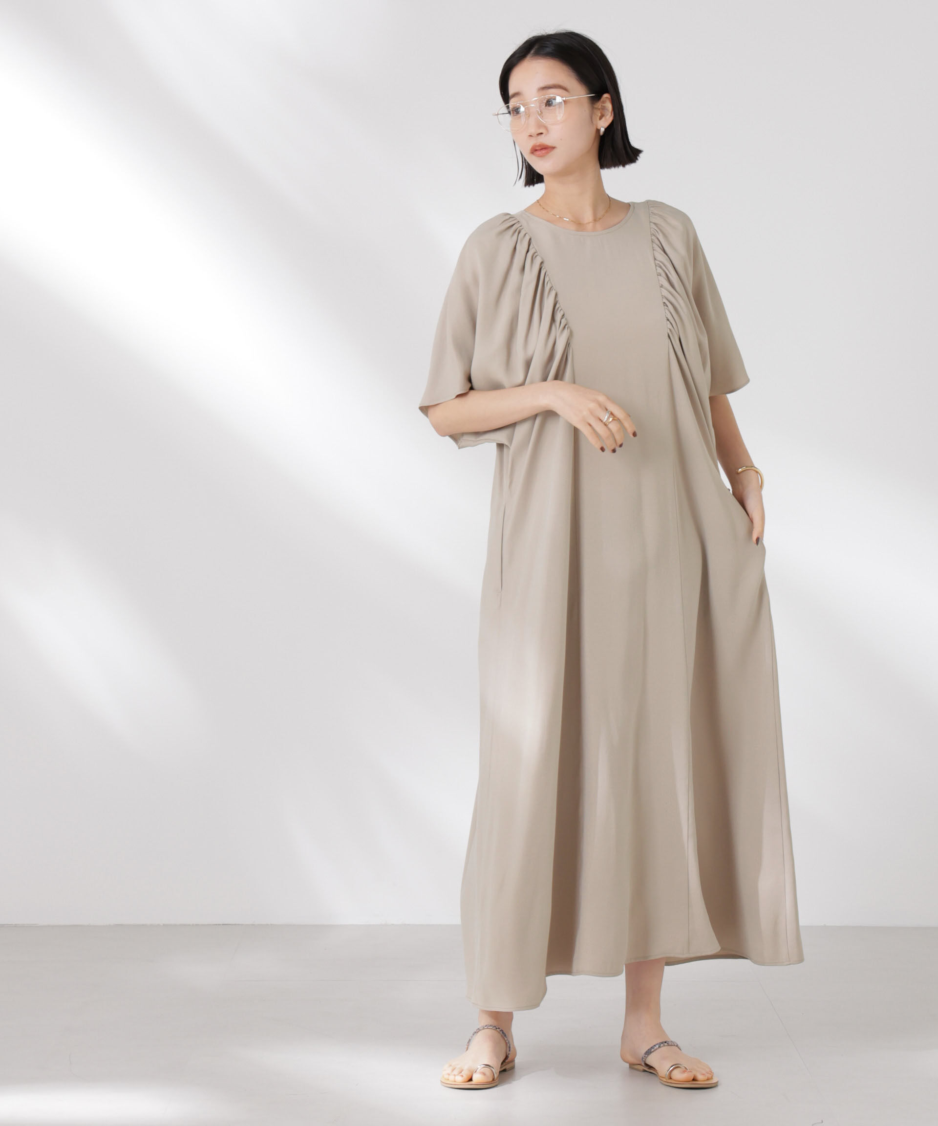 nano･universe「前後2wayボリュームギャザーワンピース」|ワンピース|