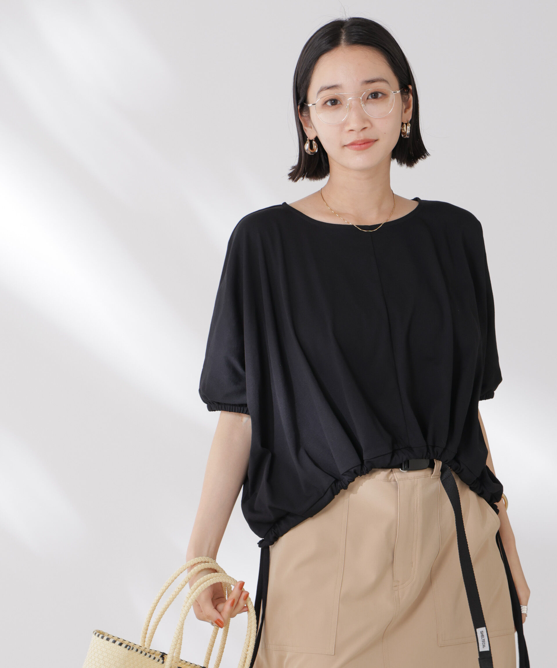 nano･universe「吸水速乾抗菌防臭クロップドドロストトップス」|Tシャツ・カットソー|