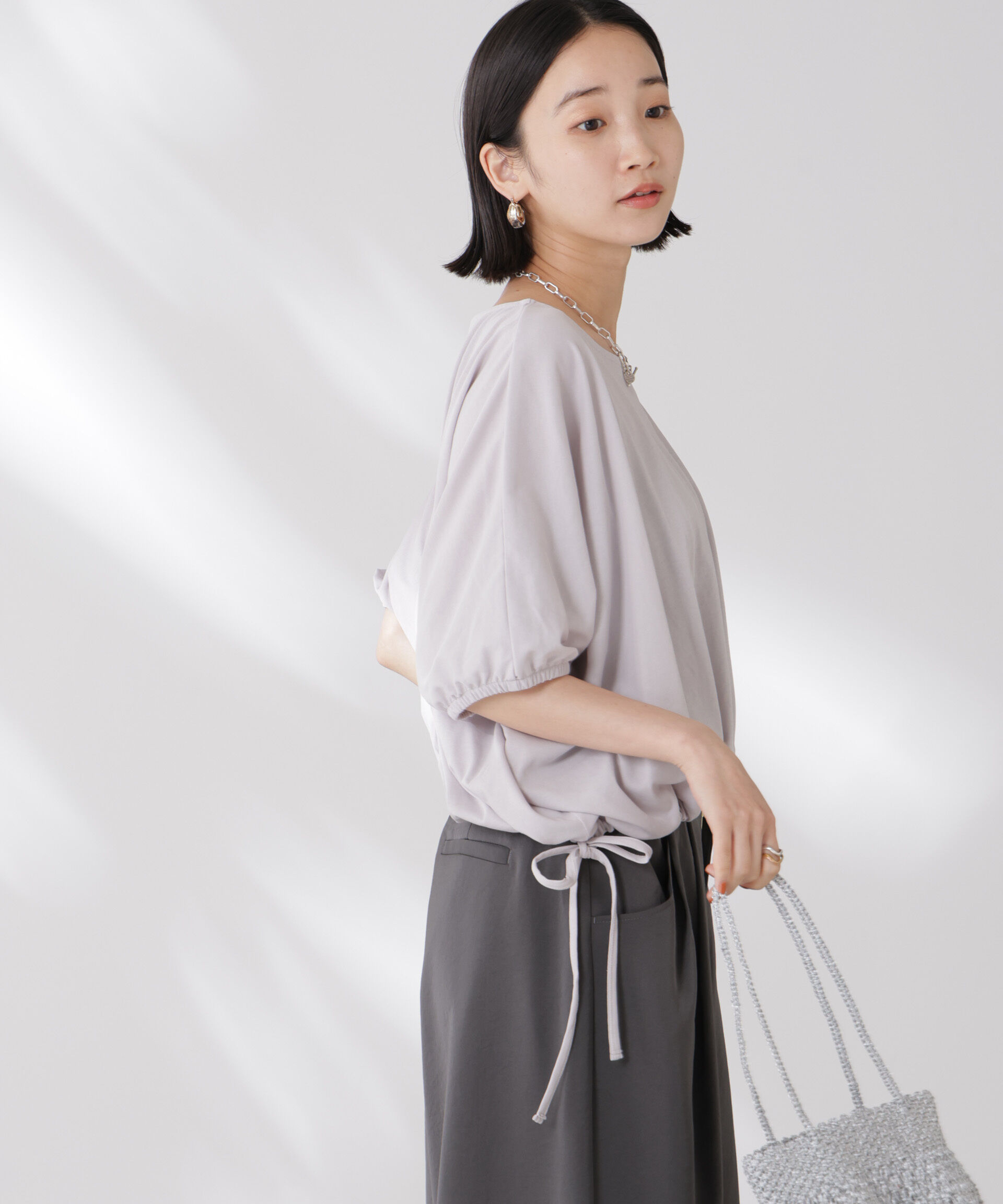 nano･universe「吸水速乾抗菌防臭クロップドドロストトップス」|Tシャツ・カットソー|