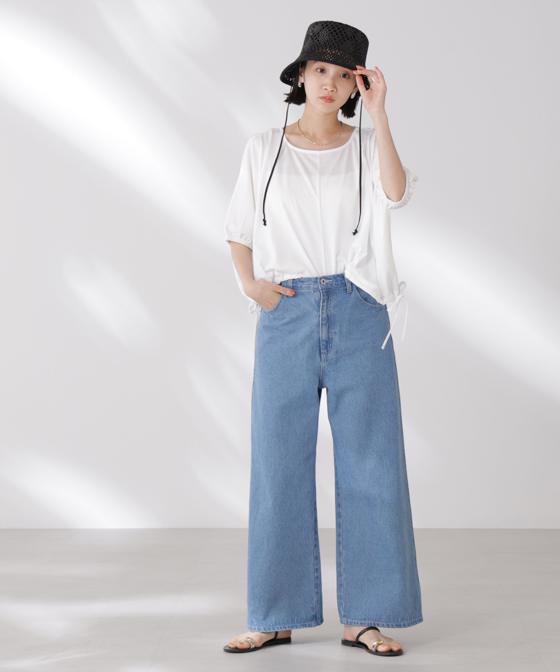 nano･universe「吸水速乾抗菌防臭クロップドドロストトップス」|Tシャツ・カットソー|