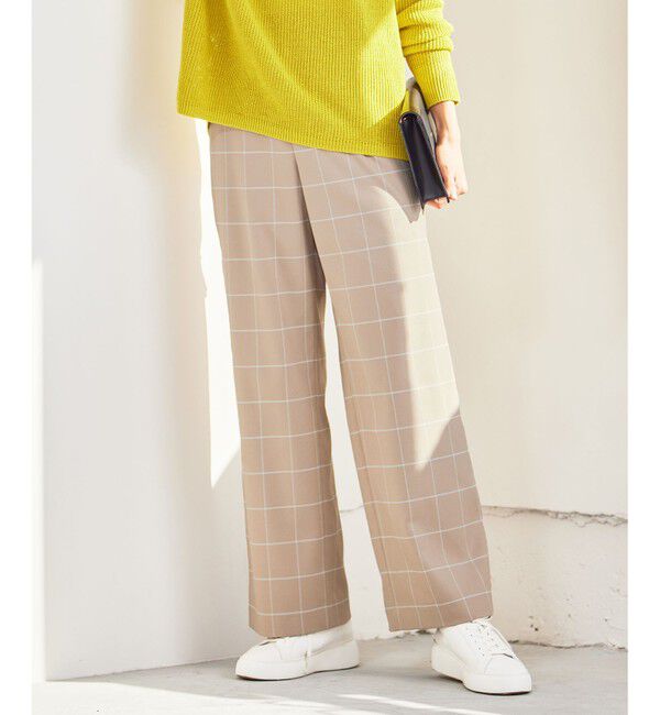 自由区「【洗える】ウィンドウペーンチェックワイド パンツ」|その他|ベージュ系