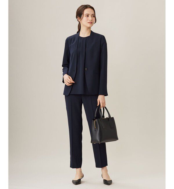 自由区「【セットアップ対応・UVカット・接触冷感・洗える】ライトストレッチノーカラー ジャケット」|ノーカラージャケット|