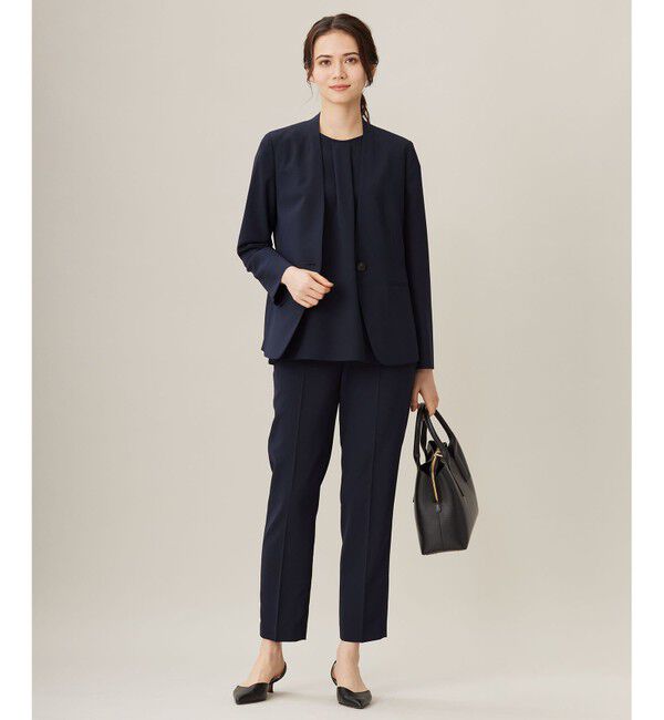 自由区「【セットアップ対応・UVカット・接触冷感・洗える】ライトストレッチノーカラー ジャケット」|ノーカラージャケット|