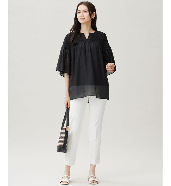 自由区「シルクコットンローンスモッキング刺繍 ブラウス」|シャツ・ブラウス|