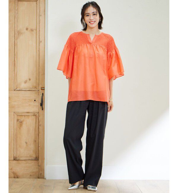 自由区「シルクコットンローンスモッキング刺繍 ブラウス」|シャツ・ブラウス|