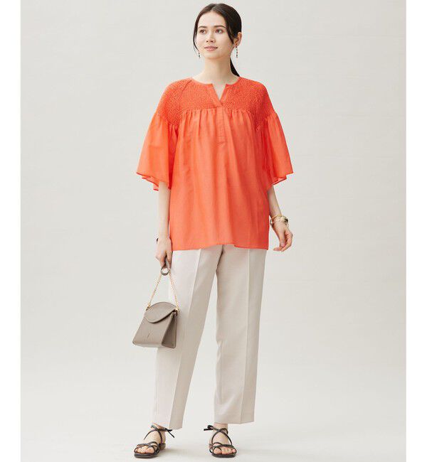 自由区「シルクコットンローンスモッキング刺繍 ブラウス」|シャツ・ブラウス|