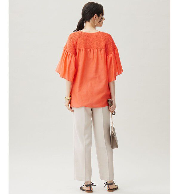 自由区「シルクコットンローンスモッキング刺繍 ブラウス」|シャツ・ブラウス|