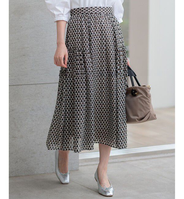 23区「【洗える】Ratti コラージュプリント ギャザースカート」|スカート|ﾌﾞﾗｳﾝﾌ