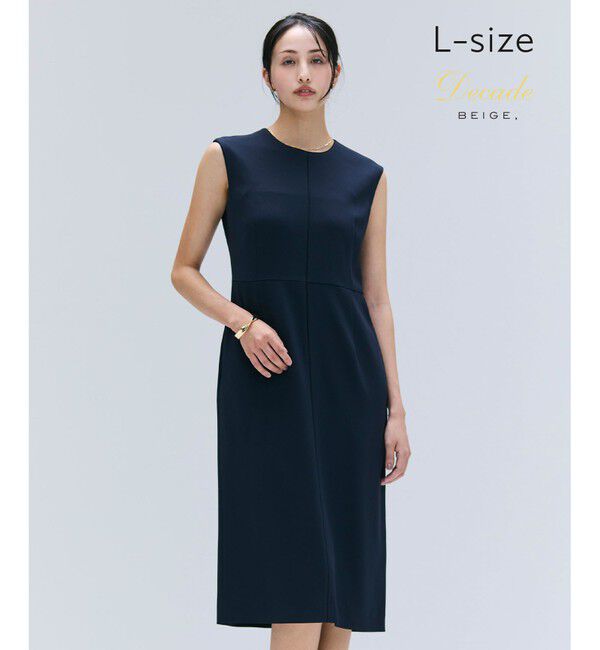 BEIGE,「【洗える・L-size】CINDY / クルーネックノースリーブワンピース」|ワンピース|Navy x Black