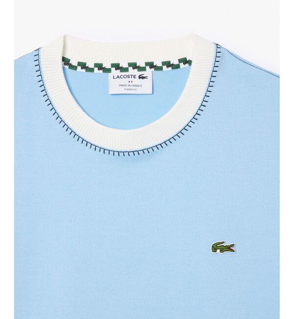 LACOSTE「フランスメイド配色リンガーネックワンポイント半袖Tシャツ」|Tシャツ・カットソー|