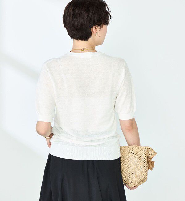 NOLLEY'S「《アンサンブル対応》《手洗い可能》フレンチリネン5分袖プルオーバーニット」|ニット・セーター|