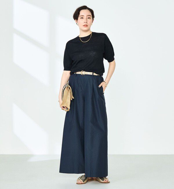 NOLLEY'S「《アンサンブル対応》《手洗い可能》フレンチリネン5分袖プルオーバーニット」|ニット・セーター|