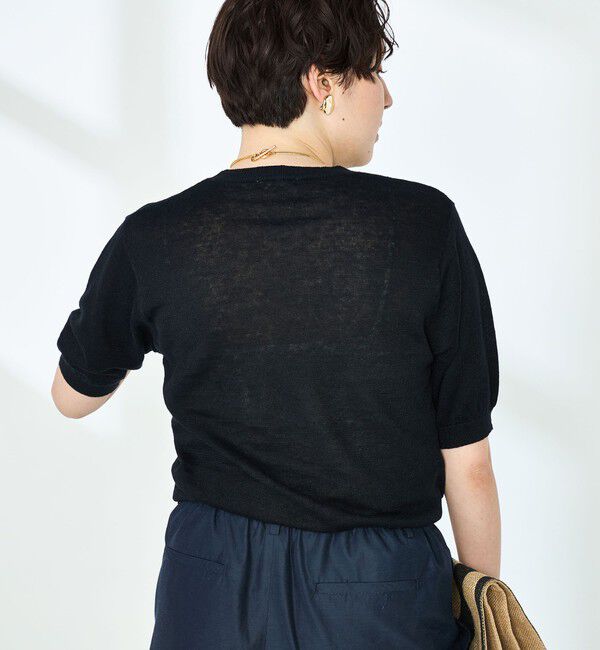 NOLLEY'S「《アンサンブル対応》《手洗い可能》フレンチリネン5分袖プルオーバーニット」|ニット・セーター|