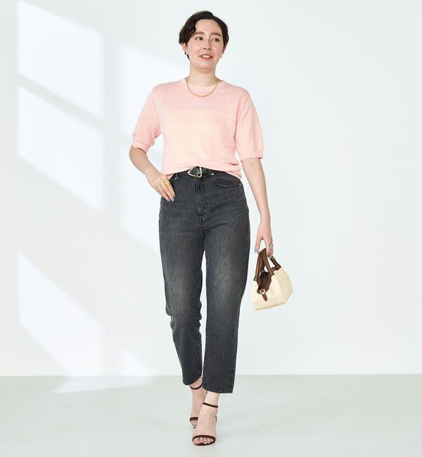 NOLLEY'S「《アンサンブル対応》《手洗い可能》フレンチリネン5分袖プルオーバーニット」|ニット・セーター|