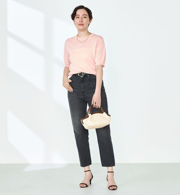 NOLLEY'S「《アンサンブル対応》《手洗い可能》フレンチリネン5分袖プルオーバーニット」|ニット・セーター|