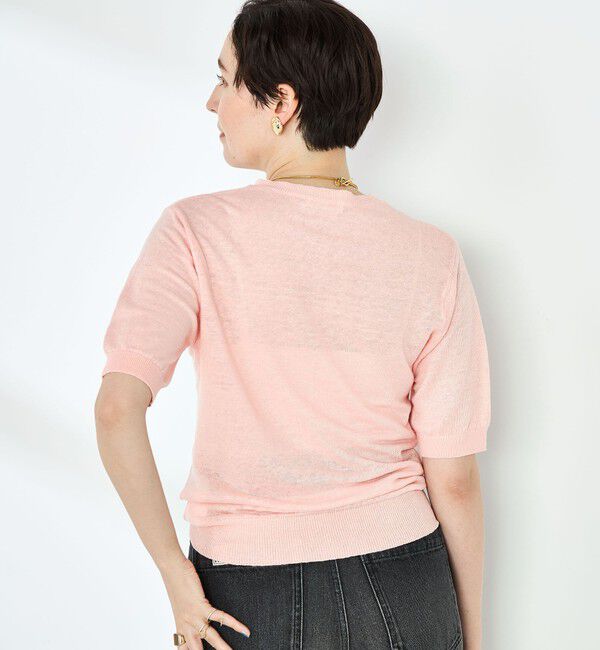 NOLLEY'S「《アンサンブル対応》《手洗い可能》フレンチリネン5分袖プルオーバーニット」|ニット・セーター|