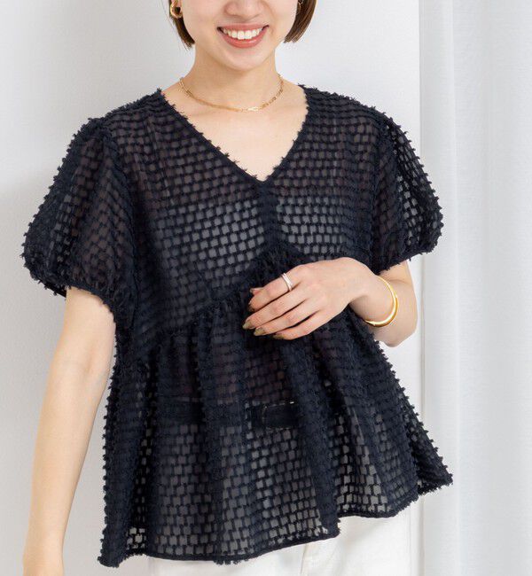 NOLLEY'S「カットジャガードペプラムブラウス」|シャツ・ブラウス|