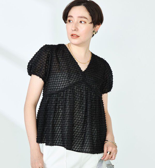 NOLLEY'S「カットジャガードペプラムブラウス」|シャツ・ブラウス|