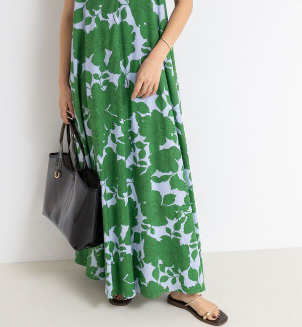 NOLLEY'S「フラワープリント＆ムジキャミワンピース」|ワンピース|