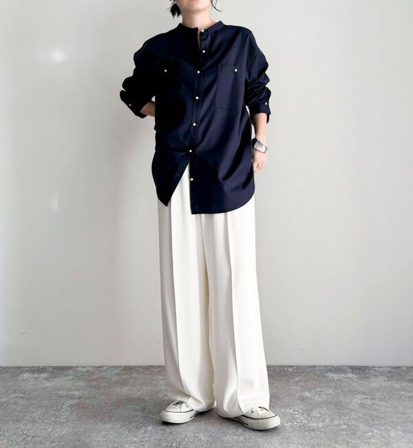 fredy emue「《セットアップ対応》TRパール釦バンドカラーシャツ」|シャツ・ブラウス|