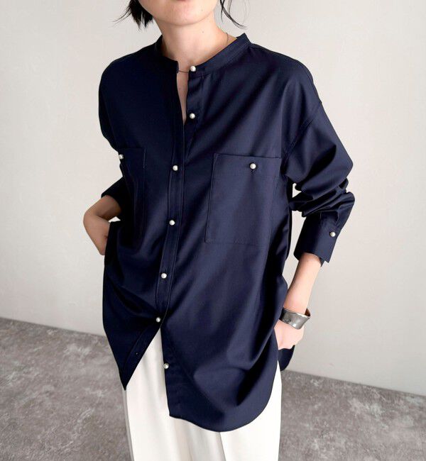 fredy emue「《セットアップ対応》TRパール釦バンドカラーシャツ」|シャツ・ブラウス|