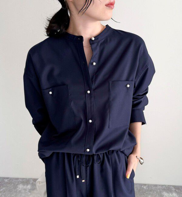 fredy emue「《セットアップ対応》TRパール釦バンドカラーシャツ」|シャツ・ブラウス|