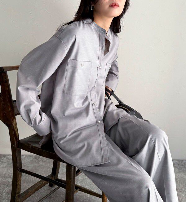 fredy emue「《セットアップ対応》TRパール釦バンドカラーシャツ」|シャツ・ブラウス|