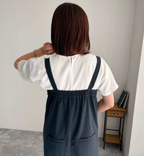 fredy emue「【WEB限定カラーあり】サテン半袖Tシャツブラウス」|シャツ・ブラウス|