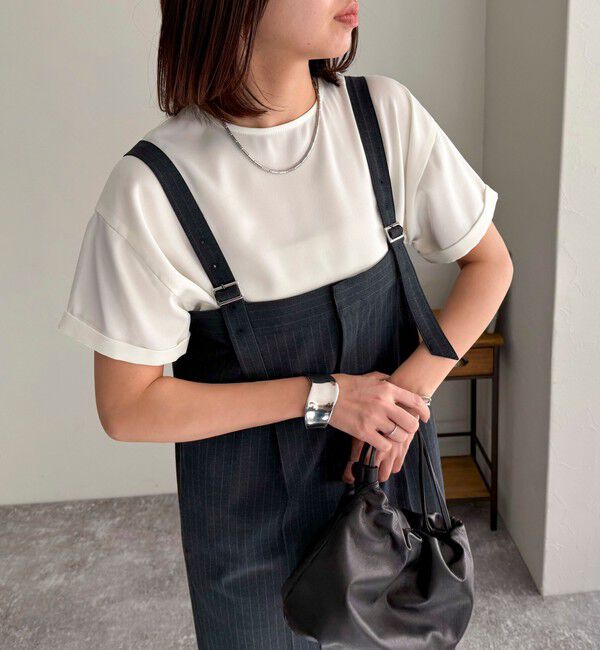 fredy emue「【WEB限定カラーあり】サテン半袖Tシャツブラウス」|シャツ・ブラウス|