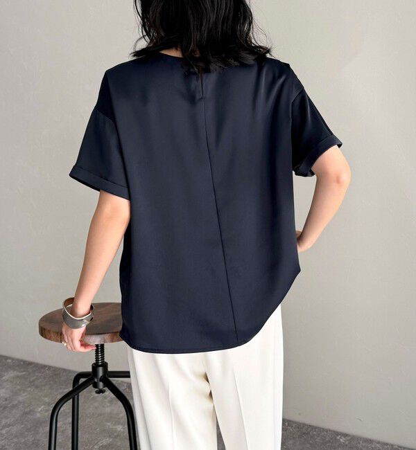 fredy emue「【WEB限定カラーあり】サテン半袖Tシャツブラウス」|シャツ・ブラウス|