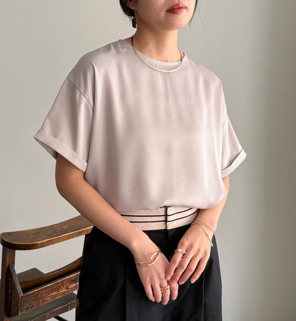fredy emue「【WEB限定カラーあり】サテン半袖Tシャツブラウス」|シャツ・ブラウス|