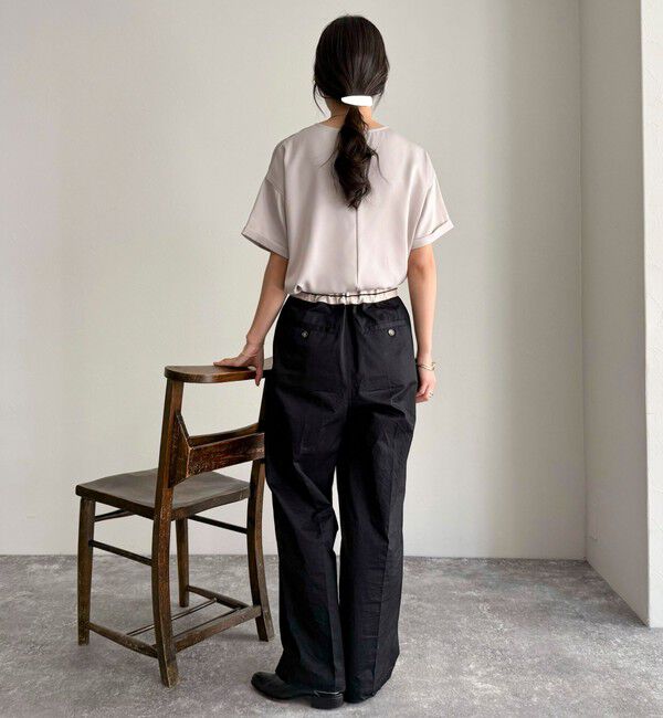 fredy emue「【WEB限定カラーあり】サテン半袖Tシャツブラウス」|シャツ・ブラウス|