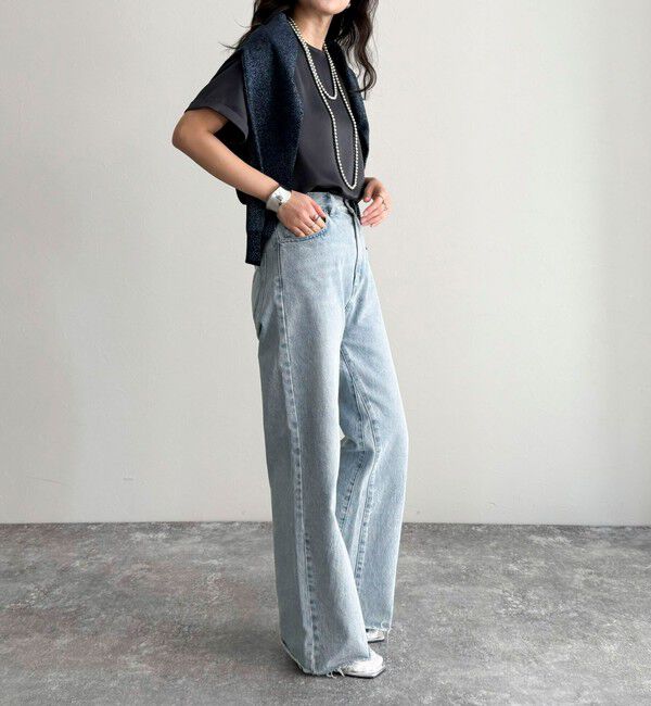 fredy emue「【WEB限定カラーあり】サテン半袖Tシャツブラウス」|シャツ・ブラウス|