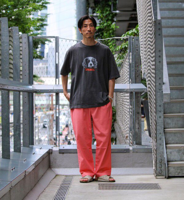 GLOSTER「【新柄追加】【GLOSTER/グロスター】DOG&CAT 犬猫プリント ピグメント プリントTシャツ」|Tシャツ・カットソー|