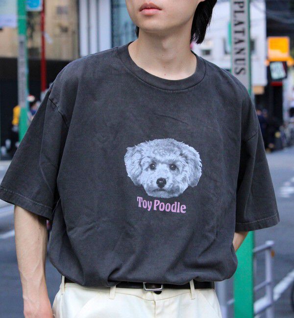 GLOSTER「【新柄追加】【GLOSTER/グロスター】DOG&CAT 犬猫プリント ピグメント プリントTシャツ」|Tシャツ・カットソー|ブラック系その他4