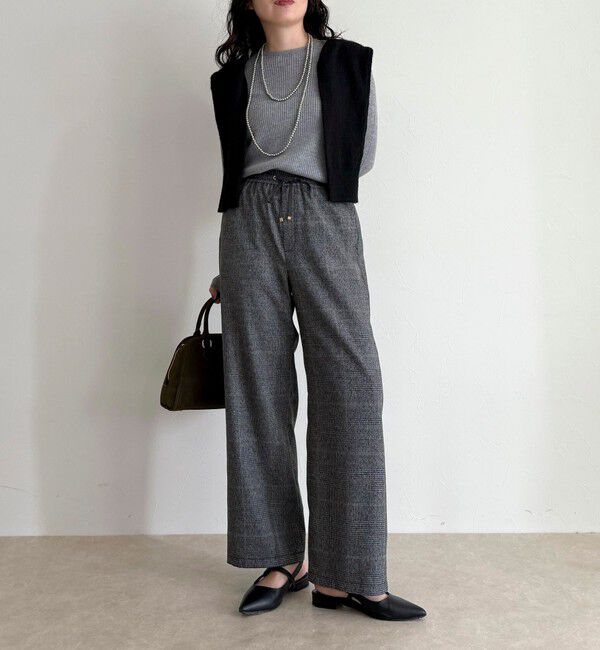 fredy emue「【4サイズ展開】ソフトシャークスキン/チェックイージーパンツ」|チノ|