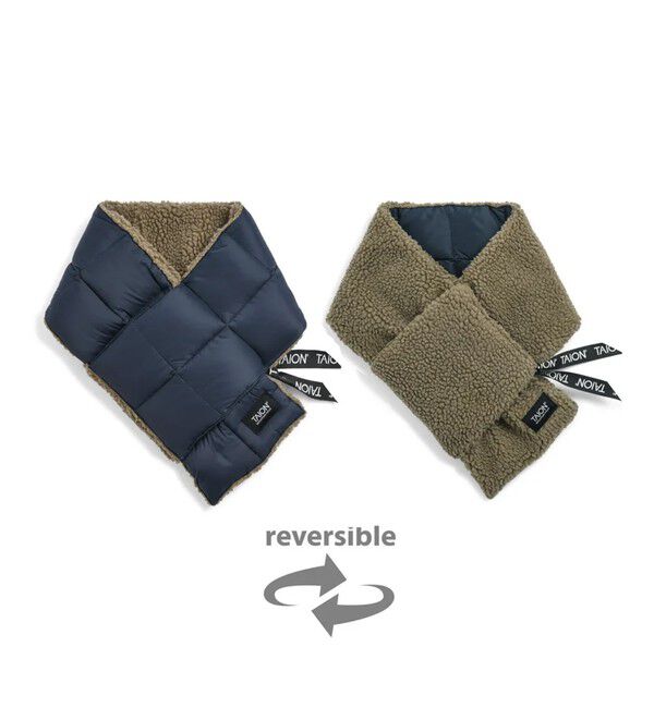 GLOSTER「【TAION/タイオン】マウンテン リバーシブル ダウン&times;ボア マフラー」|マフラー|ベージュ