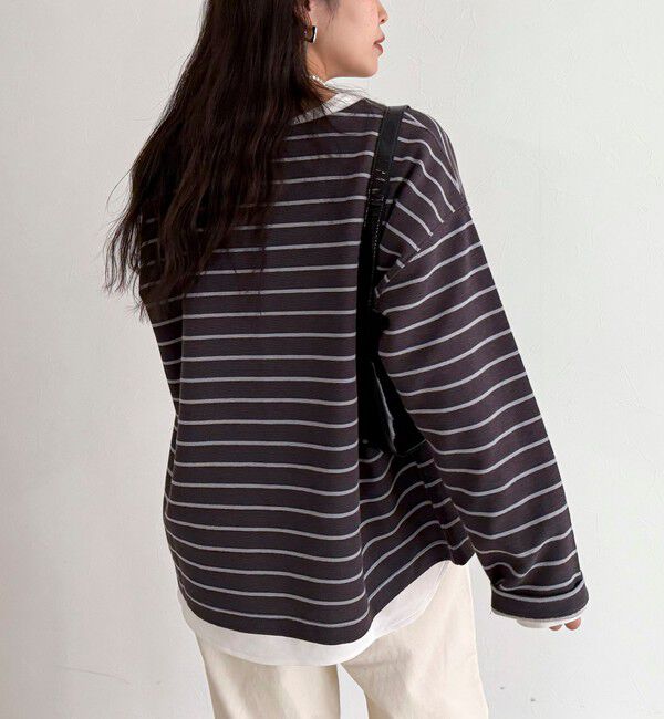 fredy emue「ニットソーボーダーBIGプルオーバー」|Tシャツ・カットソー|