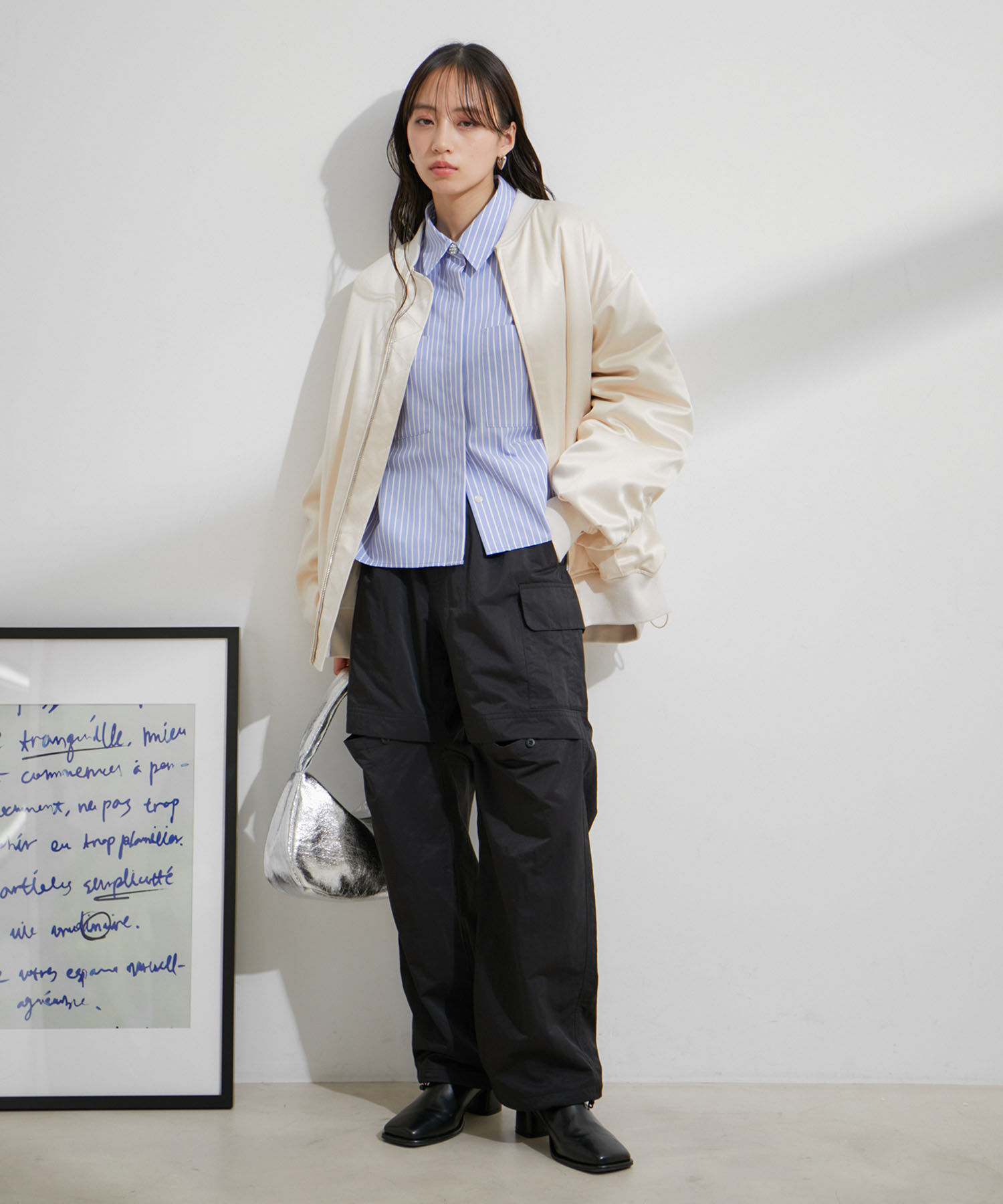 VIS「【洗える】ベルト付ナイロンカーゴパンツ」|カーゴ|