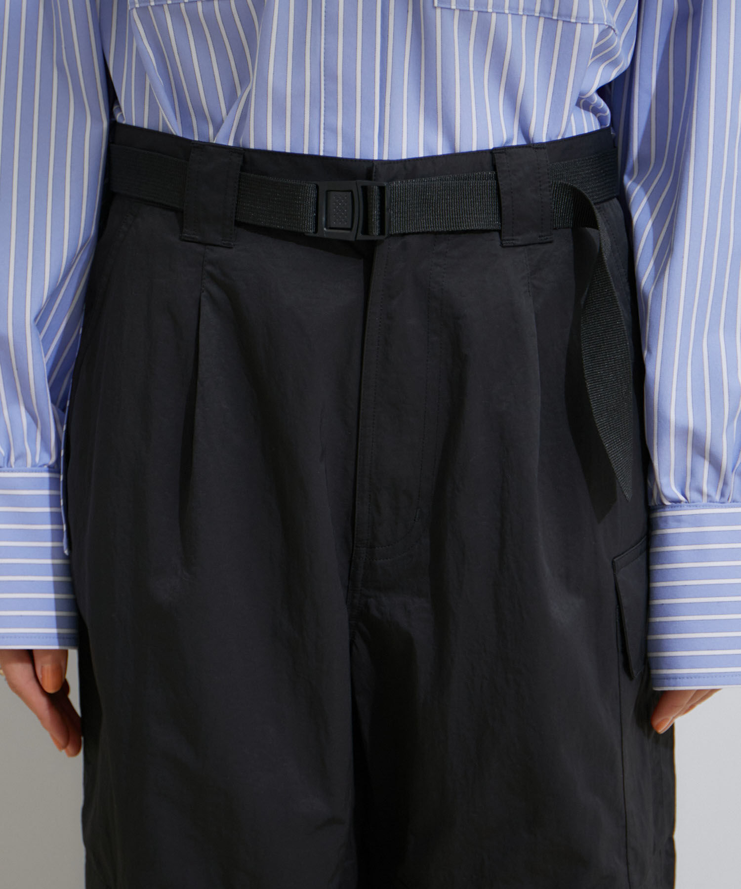 VIS「【洗える】ベルト付ナイロンカーゴパンツ」|カーゴ|