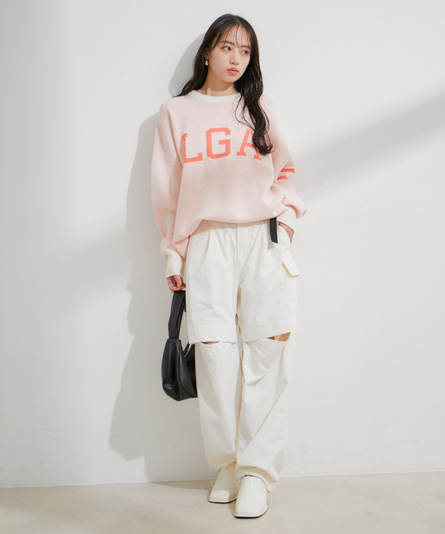 VIS「【洗える】ベルト付ナイロンカーゴパンツ」|カーゴ|