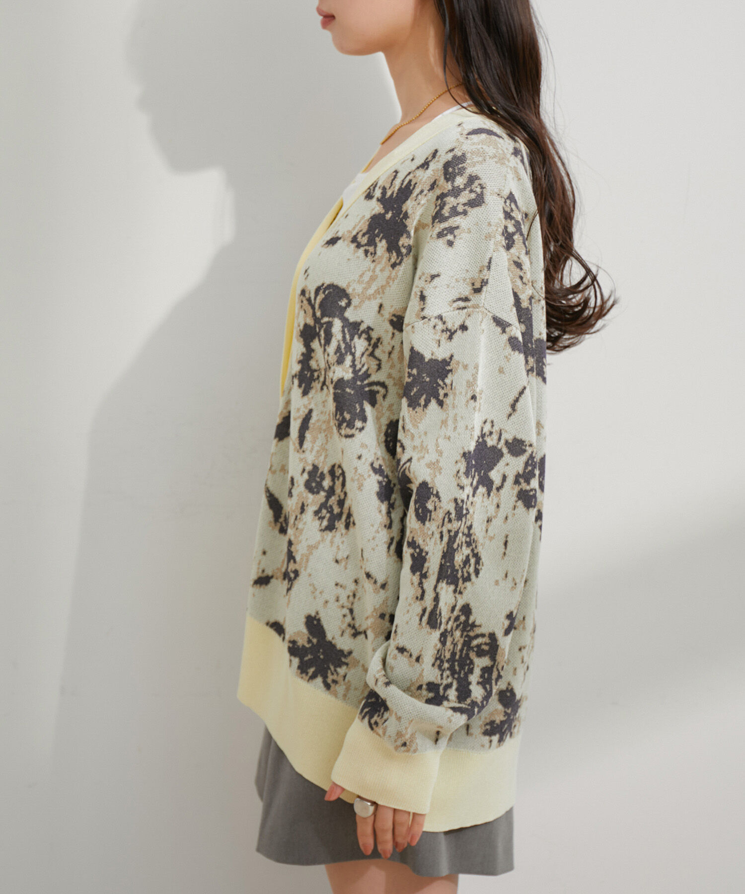 VIS「ラメジャガード花柄カーディガン」|カーディガン|