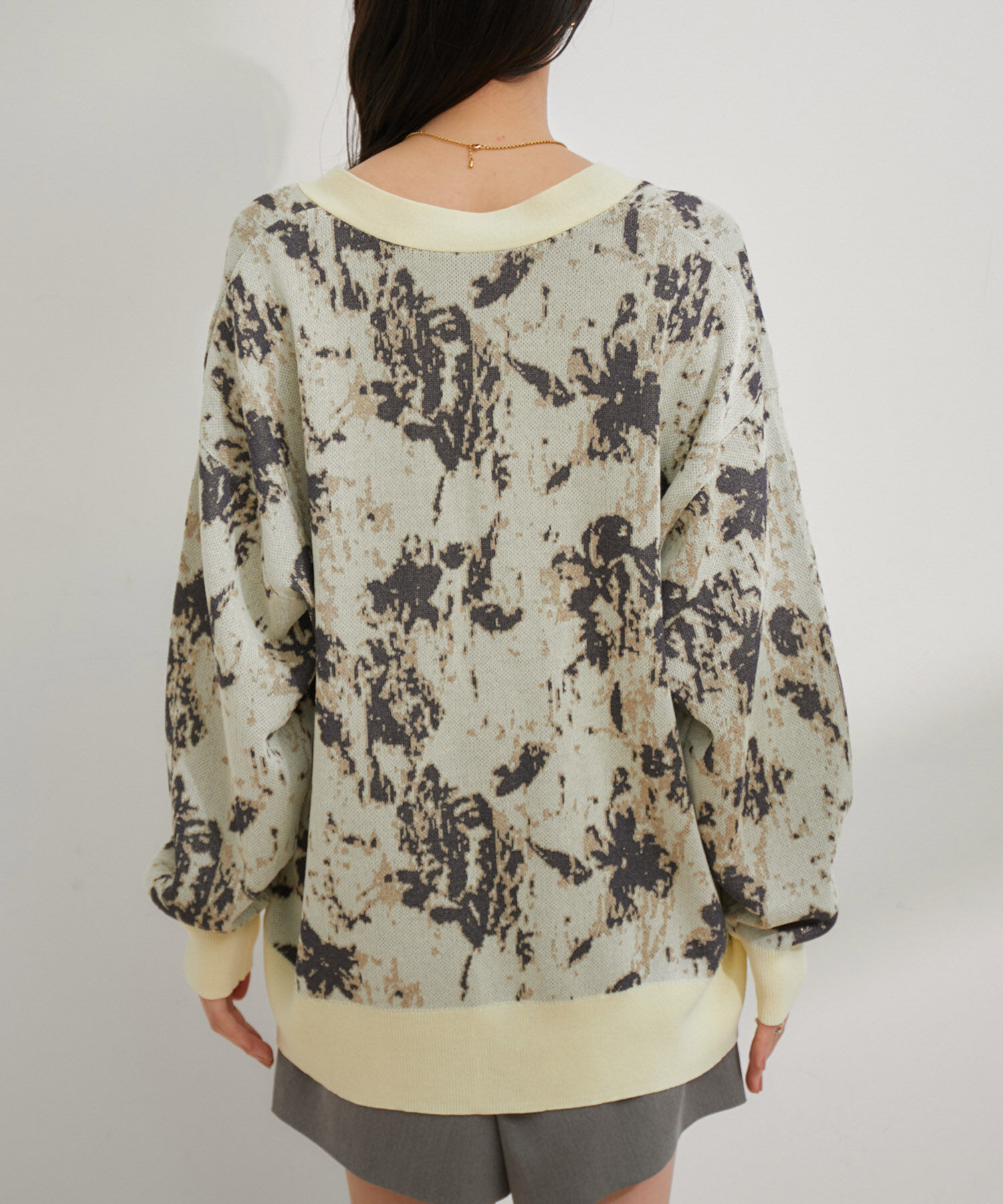 VIS「ラメジャガード花柄カーディガン」|カーディガン|