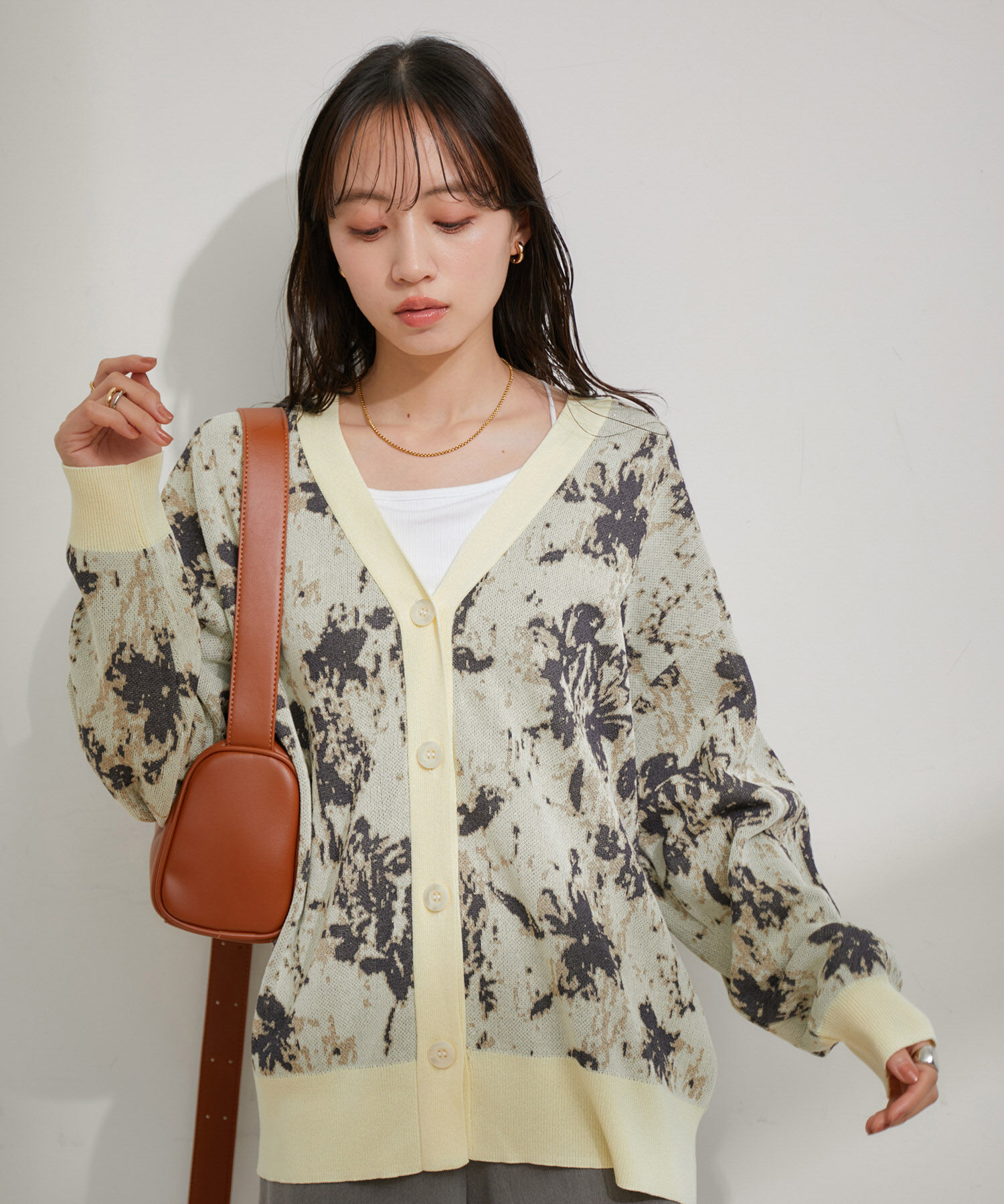 VIS「ラメジャガード花柄カーディガン」|カーディガン|