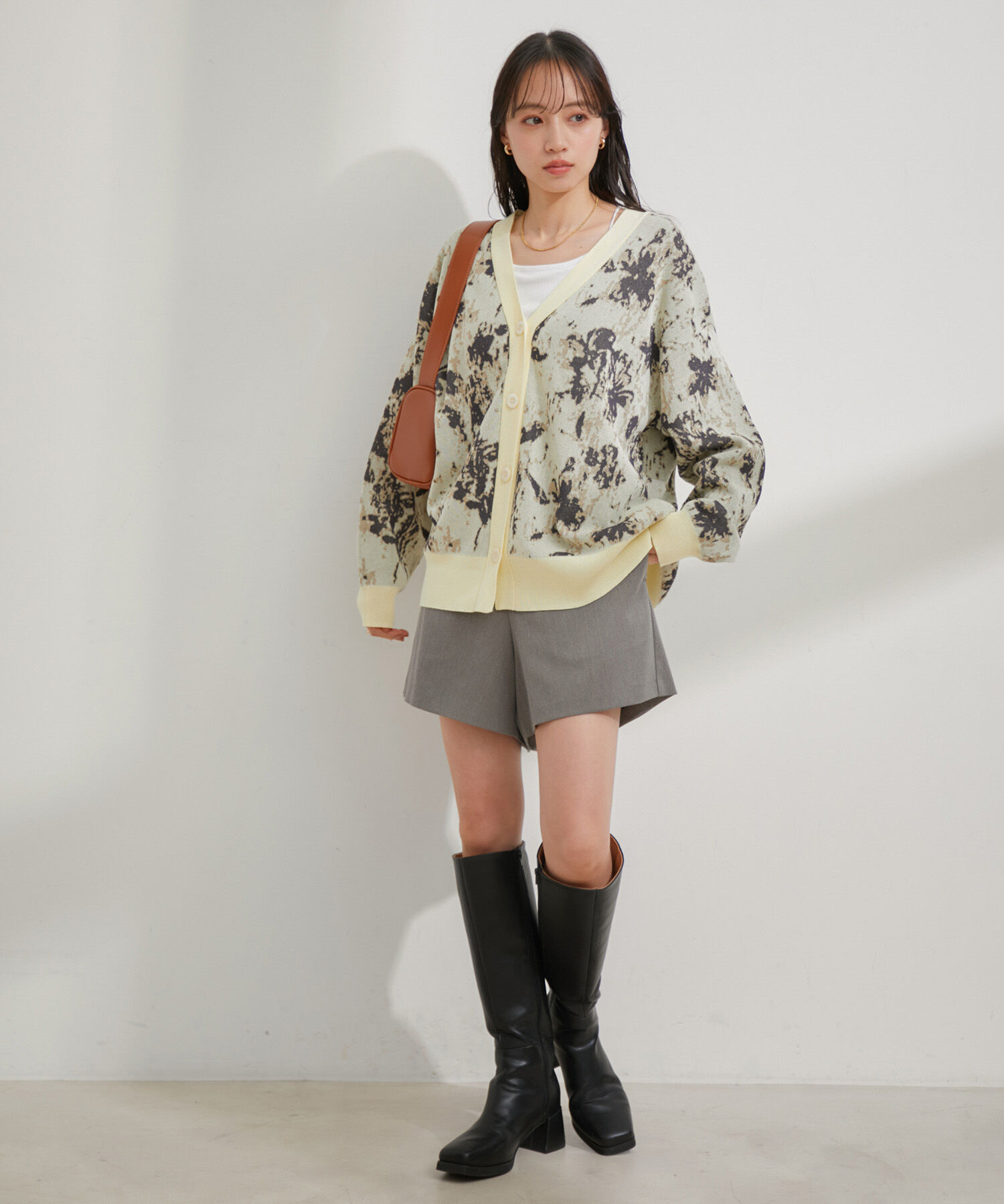 VIS「ラメジャガード花柄カーディガン」|カーディガン|