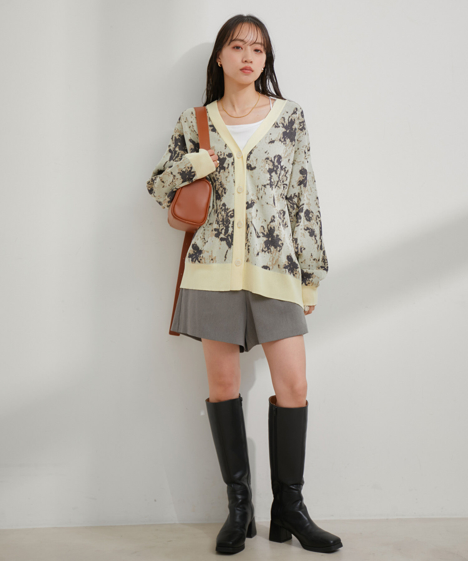 VIS「ラメジャガード花柄カーディガン」|カーディガン|