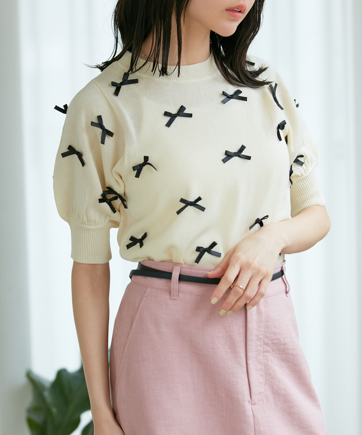 VIS「【WEB限定】リボンハーフスリーブニット」|ニット・セーター|キナリ(16)