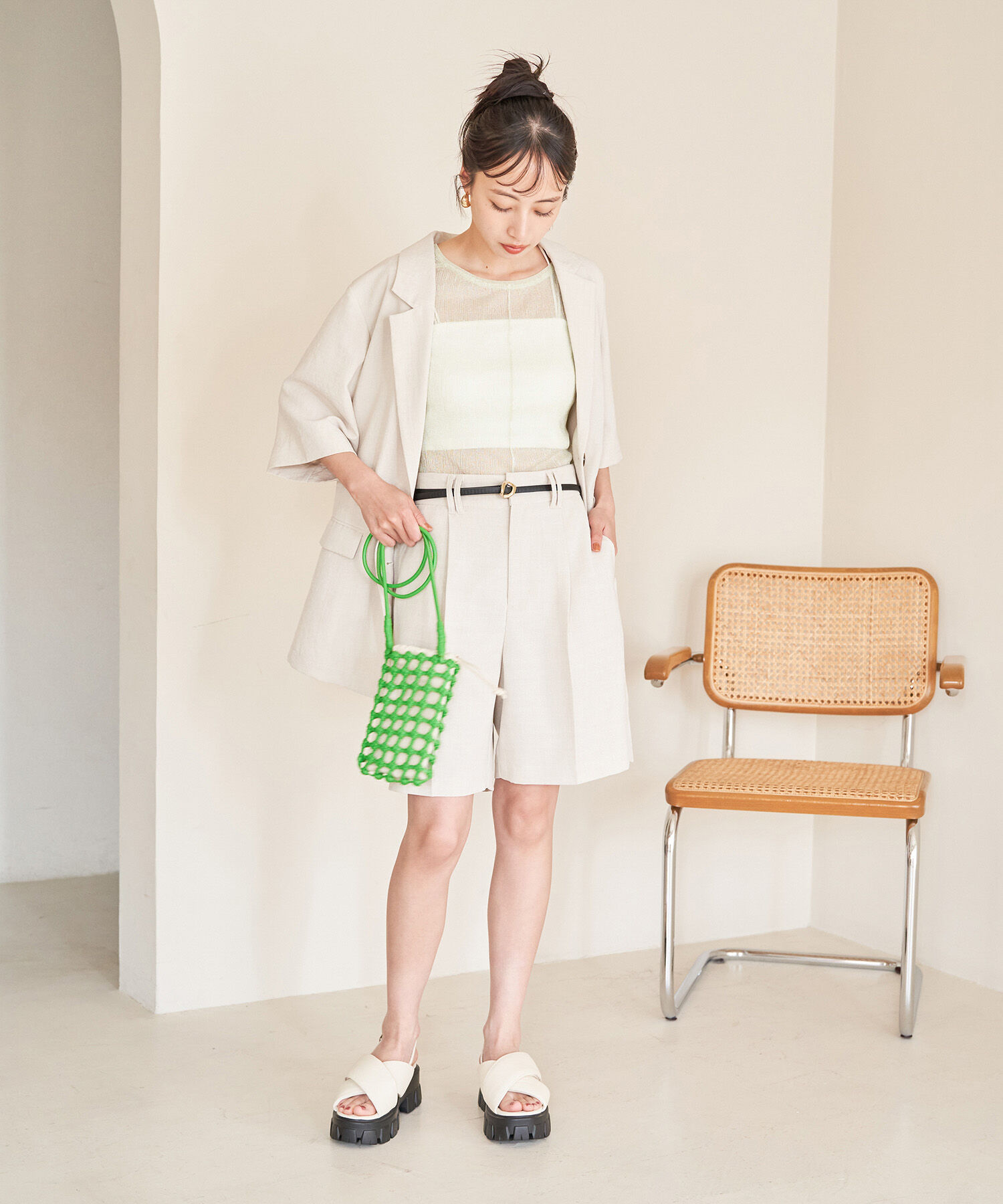 VIS「【接触冷感・洗える】美easyリネンライクショートパンツ」|その他|