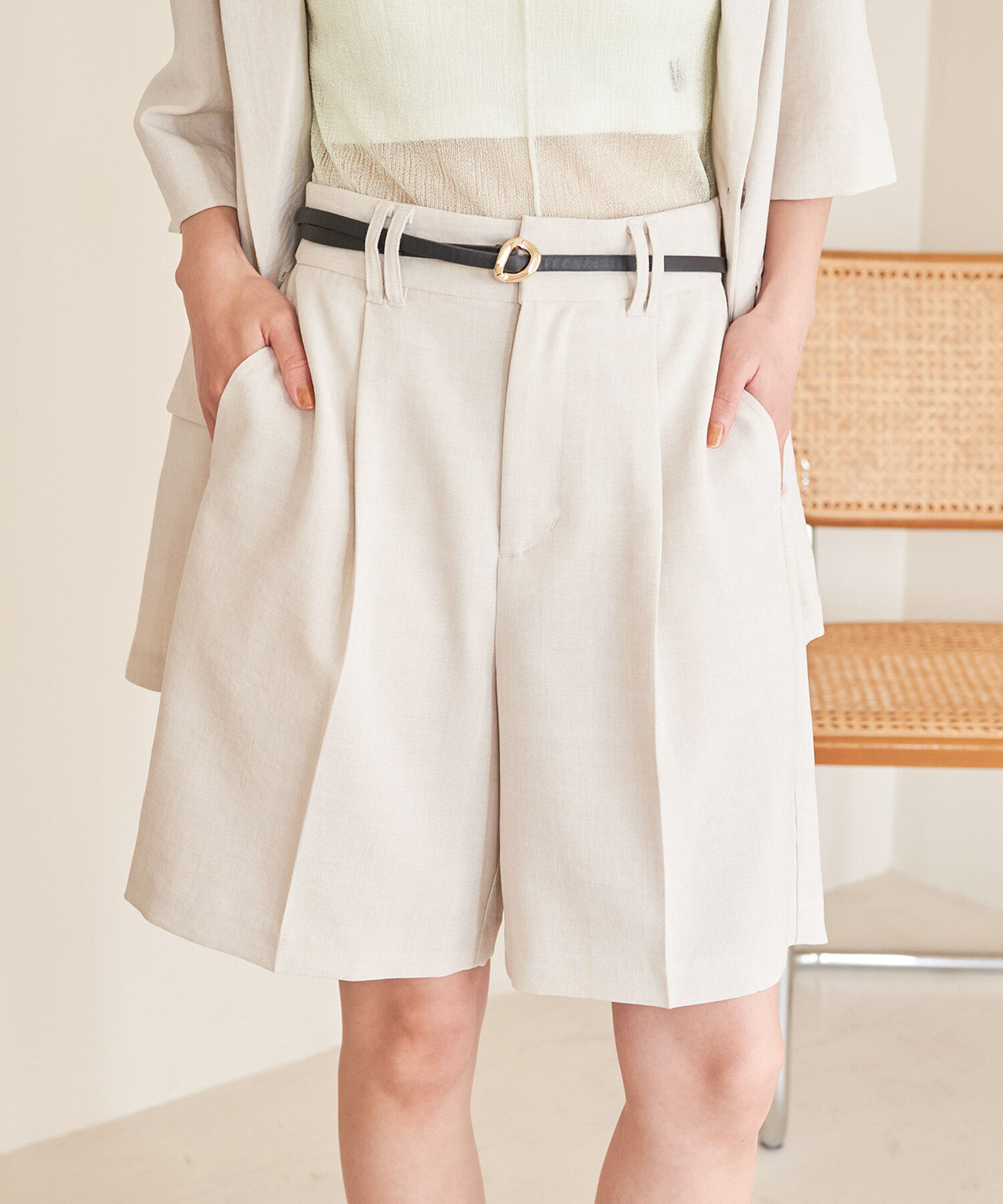 VIS「【接触冷感・洗える】美easyリネンライクショートパンツ」|その他|