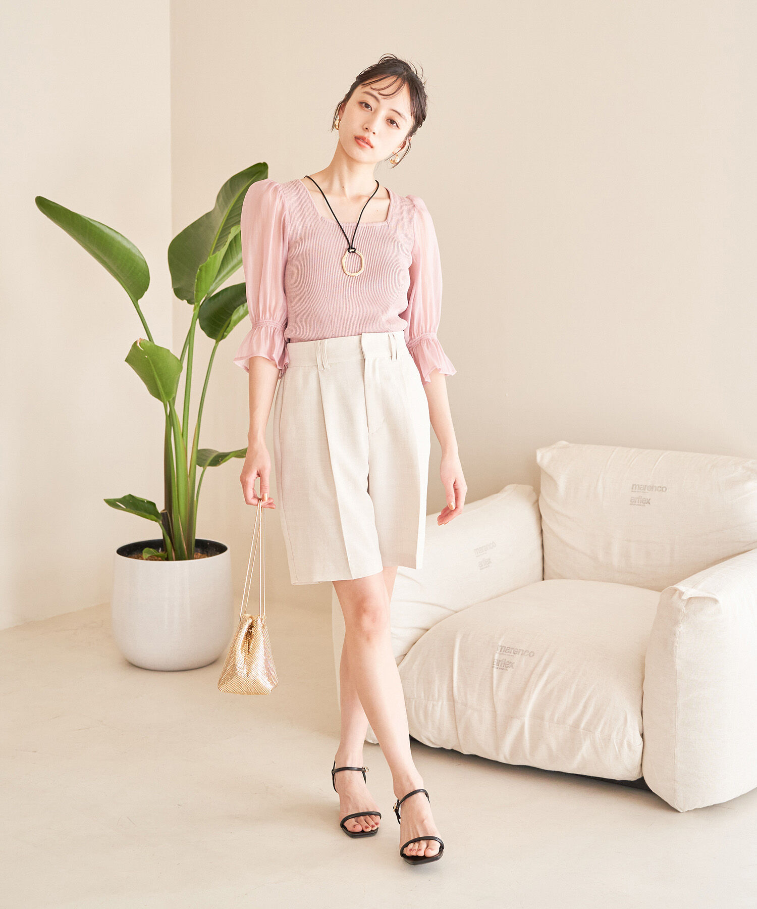 VIS「【接触冷感・洗える】美easyリネンライクショートパンツ」|その他|